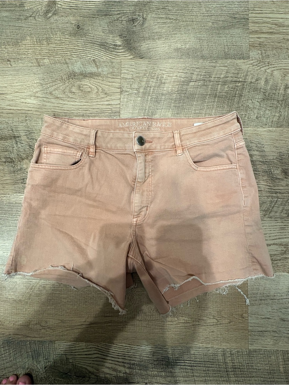 American Eagle Outfitters Women's Orange Frayed Hem Denim Shorts